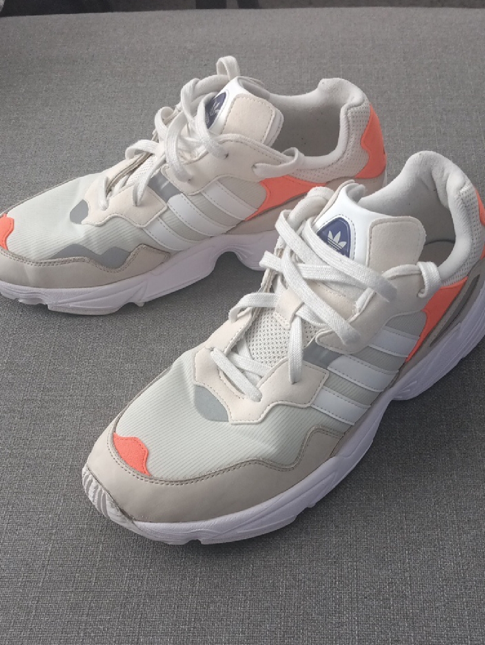 adidas White Sneakers with Coral & Light Gray Accents